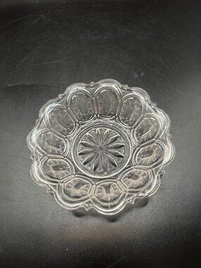 Vintage EAPG Bryce Walker Clear Decorative Bowl Scalloped Edge Intricate Design